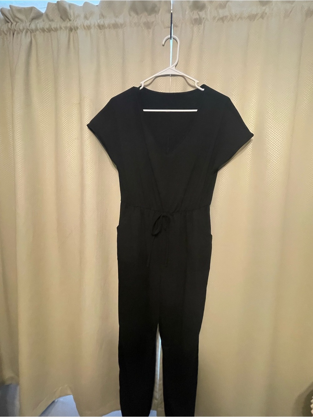 Women's Black Drawstring Jumpsuit
